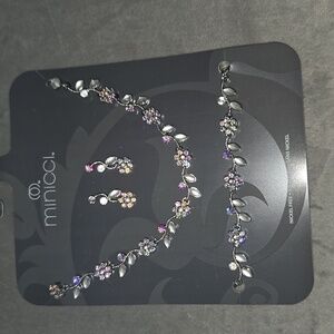 Minicci Silver and Multicolor Floral Necklace Set